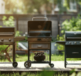 Der Grill Test 2026. 3 Grills stehen nebeneinander im Garten