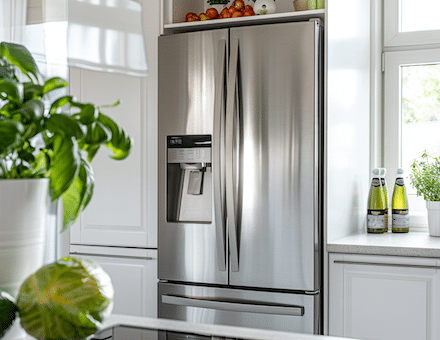 Amerikanischer Kühlschrank Test - Ein Side by side Kühlschrank steht in einer modernen Küche